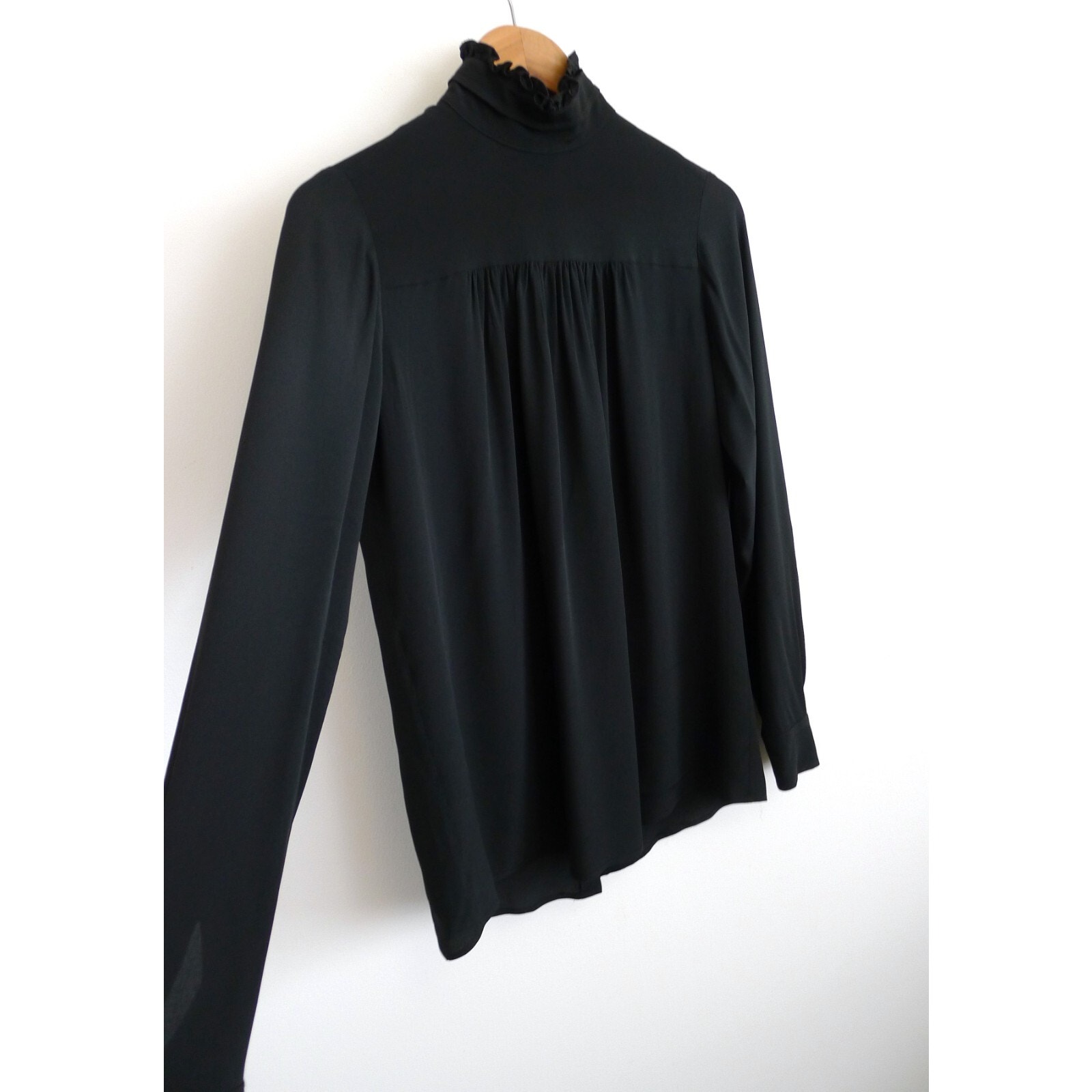 No21 N21 Italy Silk Acetate Ruffle Mock Neck Top Blouse Farfetch Yoox 40 $430
